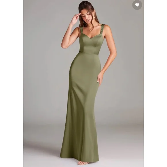 Azazie Denice Pistachio A6 Satin Bridesmaid Dress - Picture 3 of 7